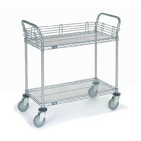 Nexel Chrome 18 x 36 in. 2 Shelf Utility Cart with Pneumatic Caster- Chrome 1836N2C